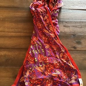 Silk scarf, red combo, long, very good condition